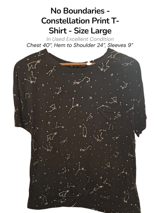 No Boundaries Tops - No Boundaries Constellation Print T-Shirt Star Graphic Crew Neck Tee Size Large